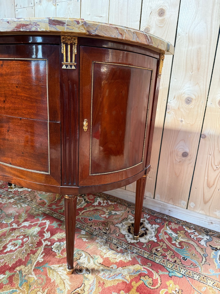 Louis XVI Style Mahogany Half-moon Commode -photo-3