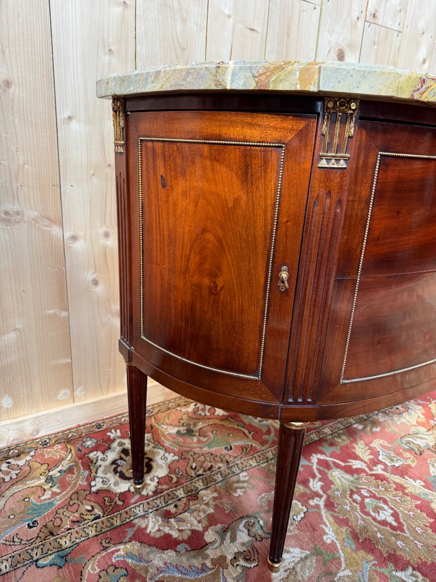 Louis XVI Style Mahogany Half-moon Commode -photo-4