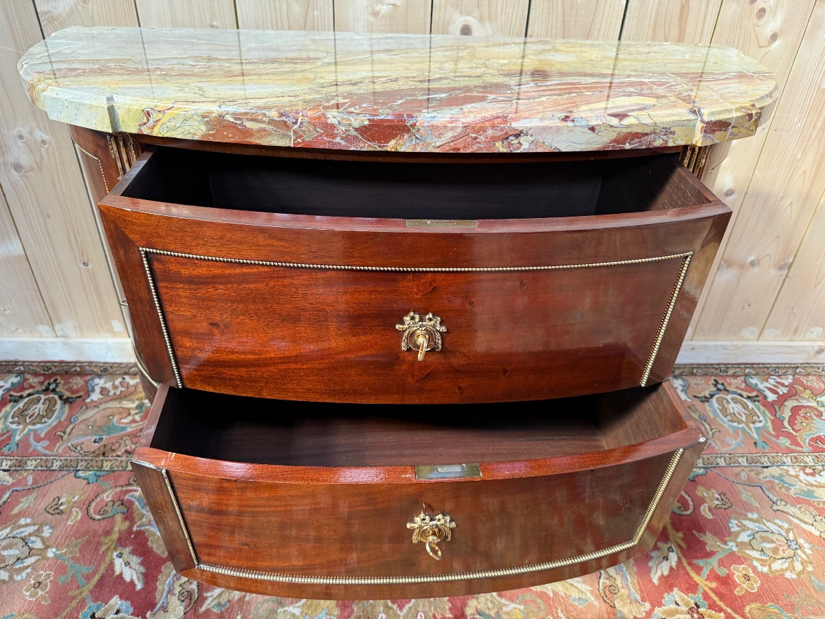 Louis XVI Style Mahogany Half-moon Commode -photo-4