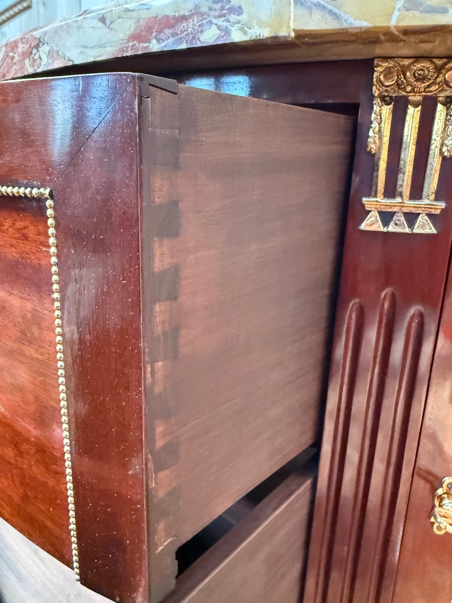 Louis XVI Style Mahogany Half-moon Commode -photo-5