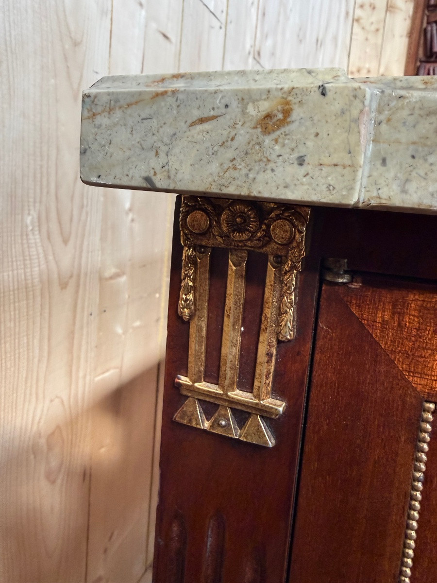 Louis XVI Style Mahogany Half-moon Commode -photo-6