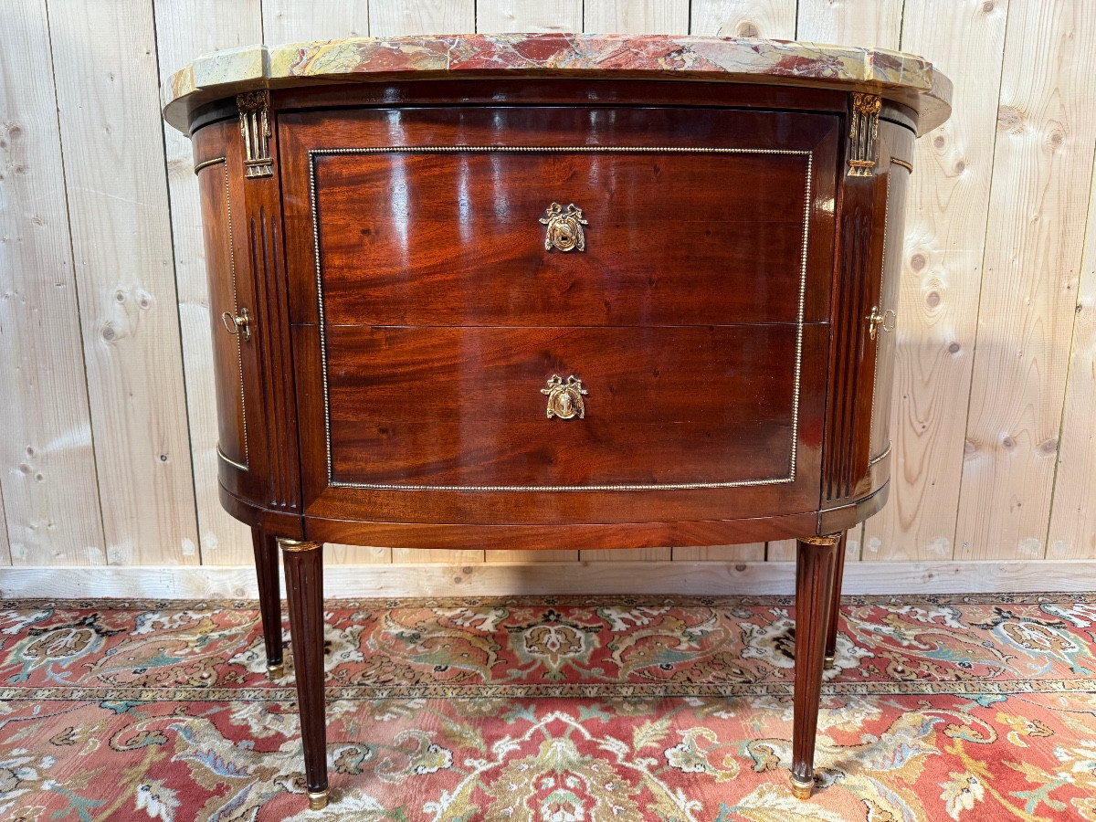 Louis XVI Style Mahogany Half-moon Commode 