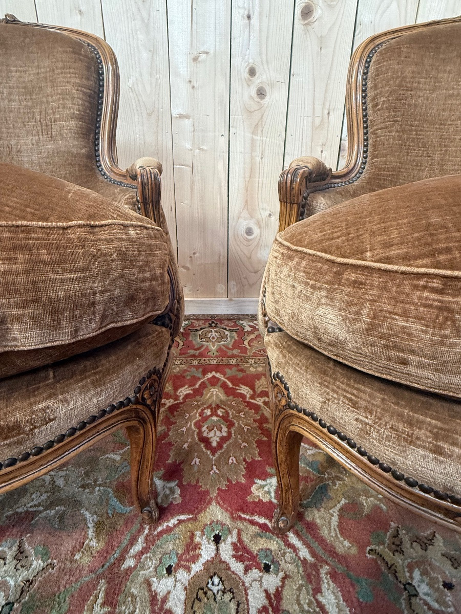 Paire de fauteuils - bergères style Louis XV-photo-4