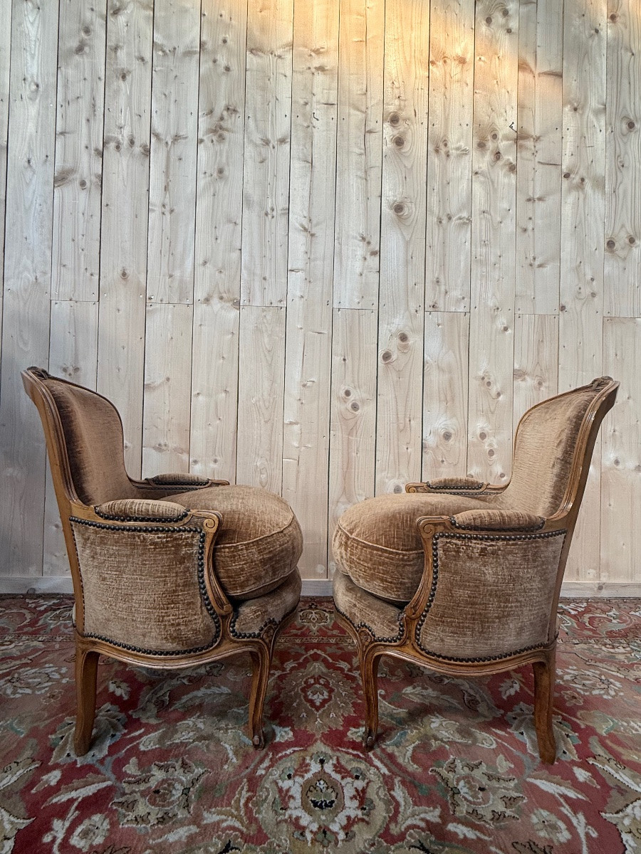 Paire de fauteuils - bergères style Louis XV-photo-4
