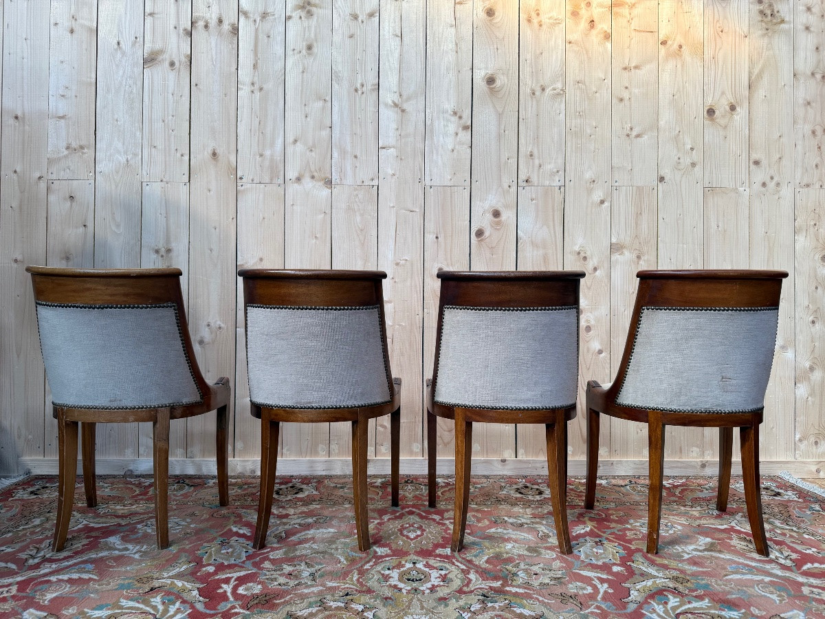 Suite de 4  chaises gondoles de style Empire -photo-2