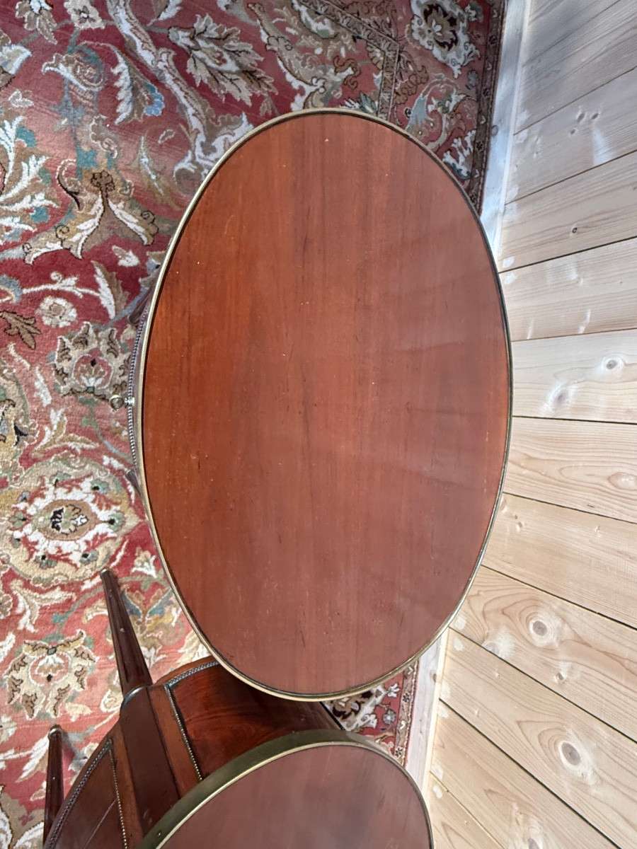 Pair Of Oval Louis XVI Style Bedside Tables-photo-4