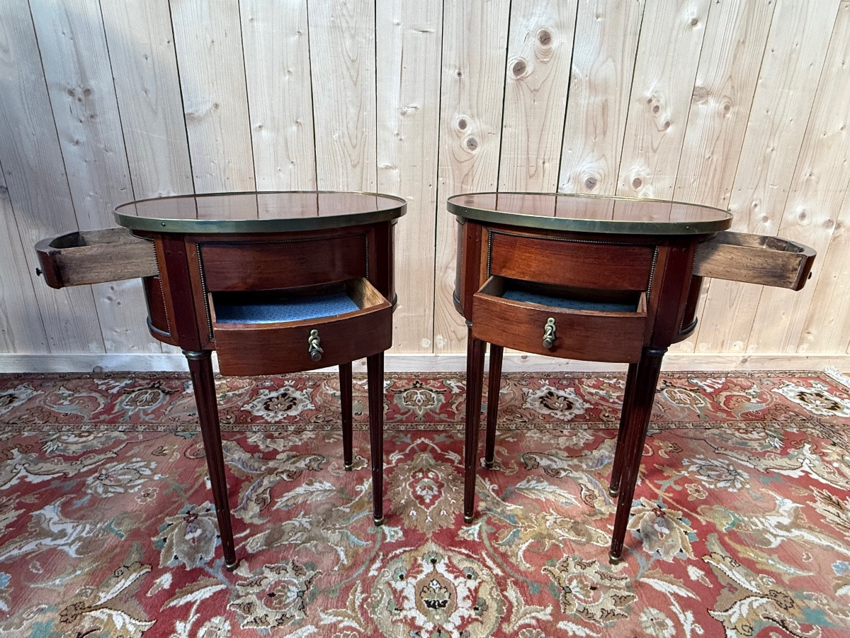 Pair Of Oval Louis XVI Style Bedside Tables-photo-3