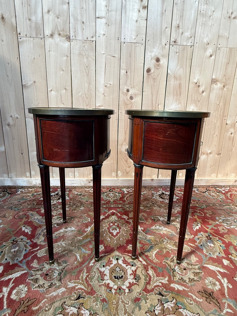 Pair Of Oval Louis XVI Style Bedside Tables-photo-4