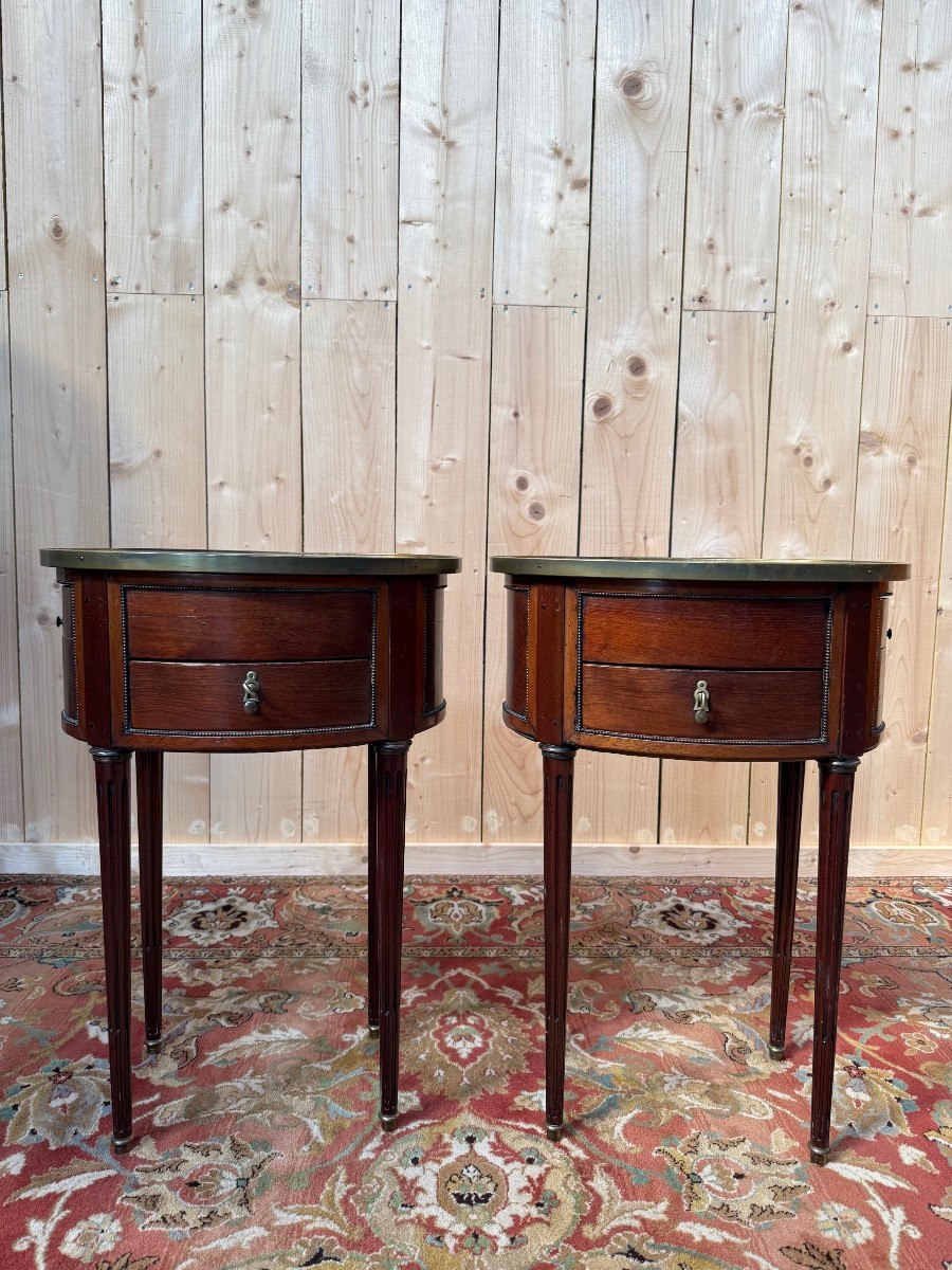 Pair Of Oval Louis XVI Style Bedside Tables