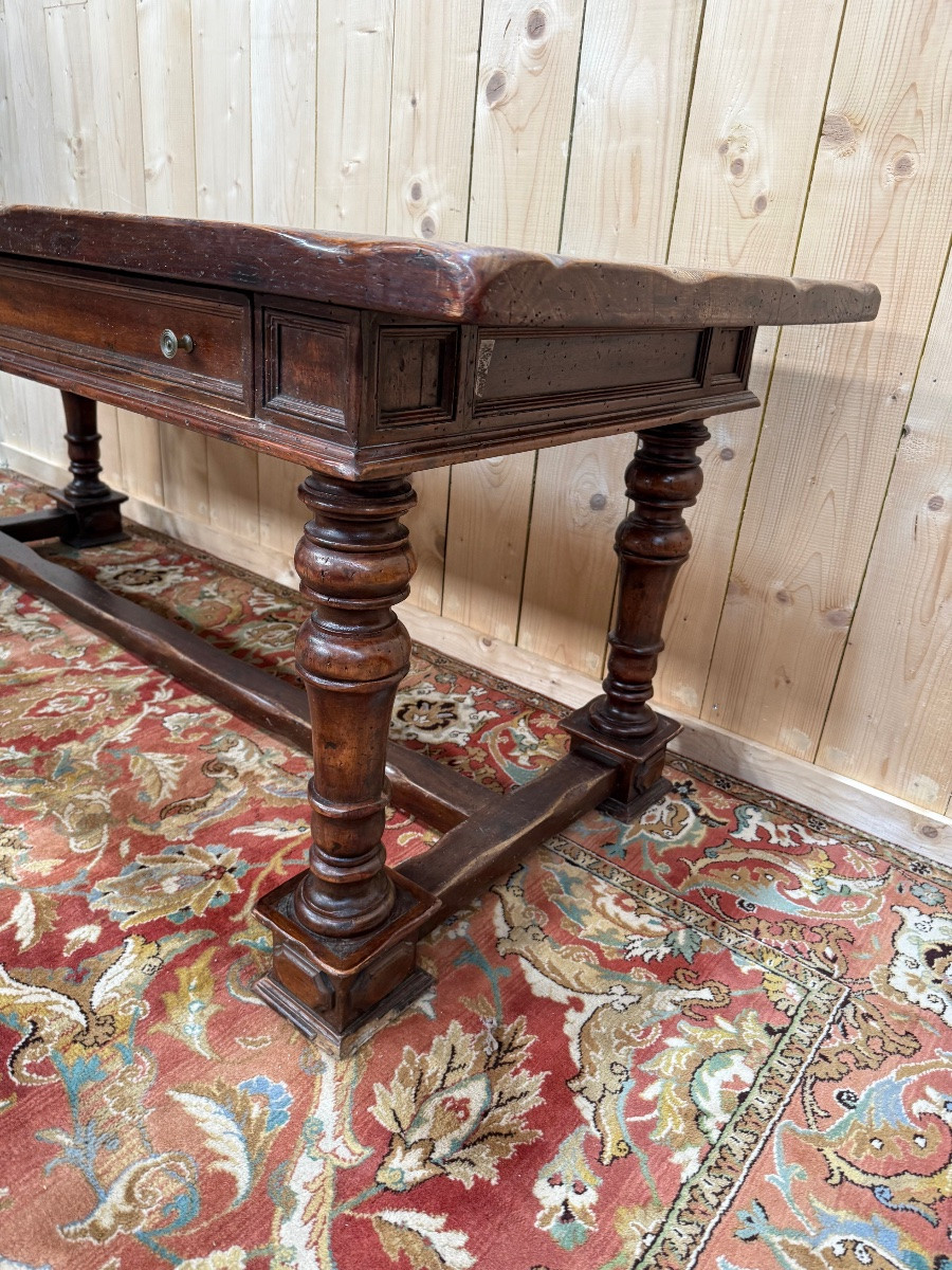 Table de ferme de style Louis XIII en noyer -photo-1