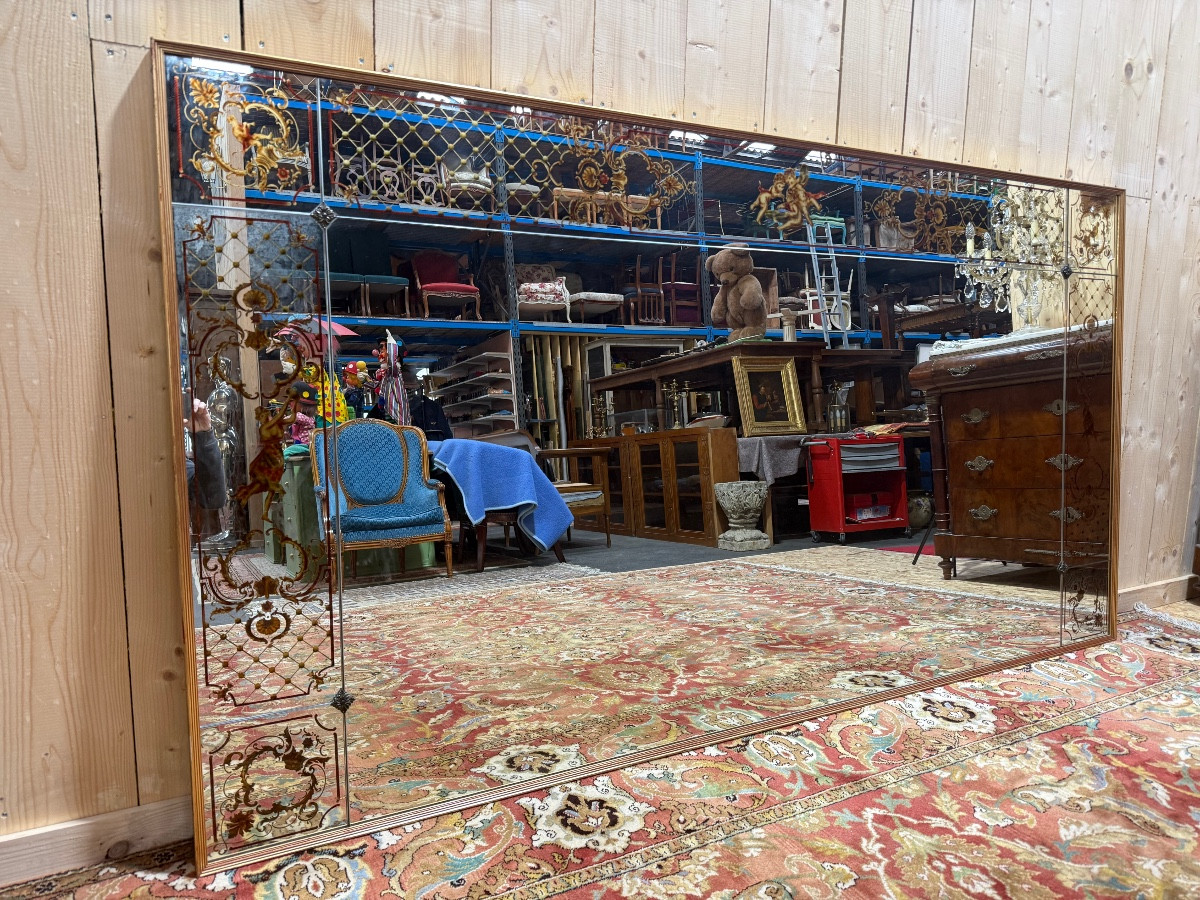 Miroir de bistrot - brasserie de style Art Nouveau / Vénitien 