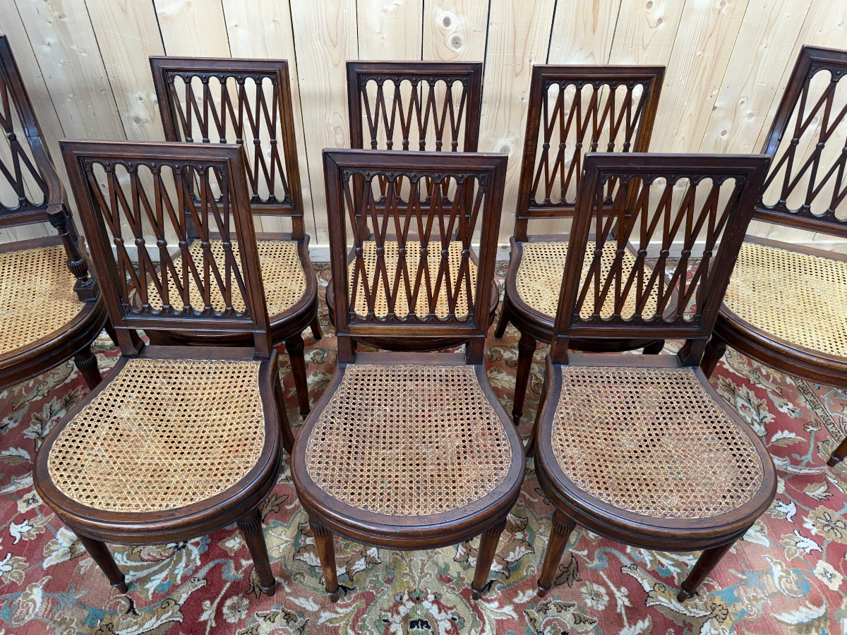 Set Of 6 Chairs And Two Cane Armchairs In The Louis XVI Style-photo-2