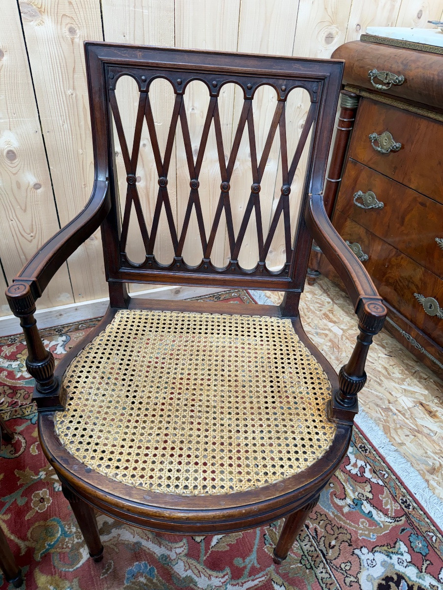 Set Of 6 Chairs And Two Cane Armchairs In The Louis XVI Style-photo-3