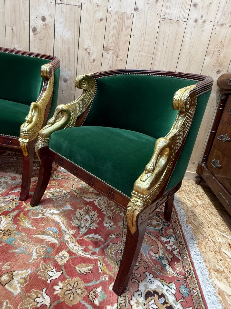 Salon de style Empire canapé et paire de fauteuils -photo-2