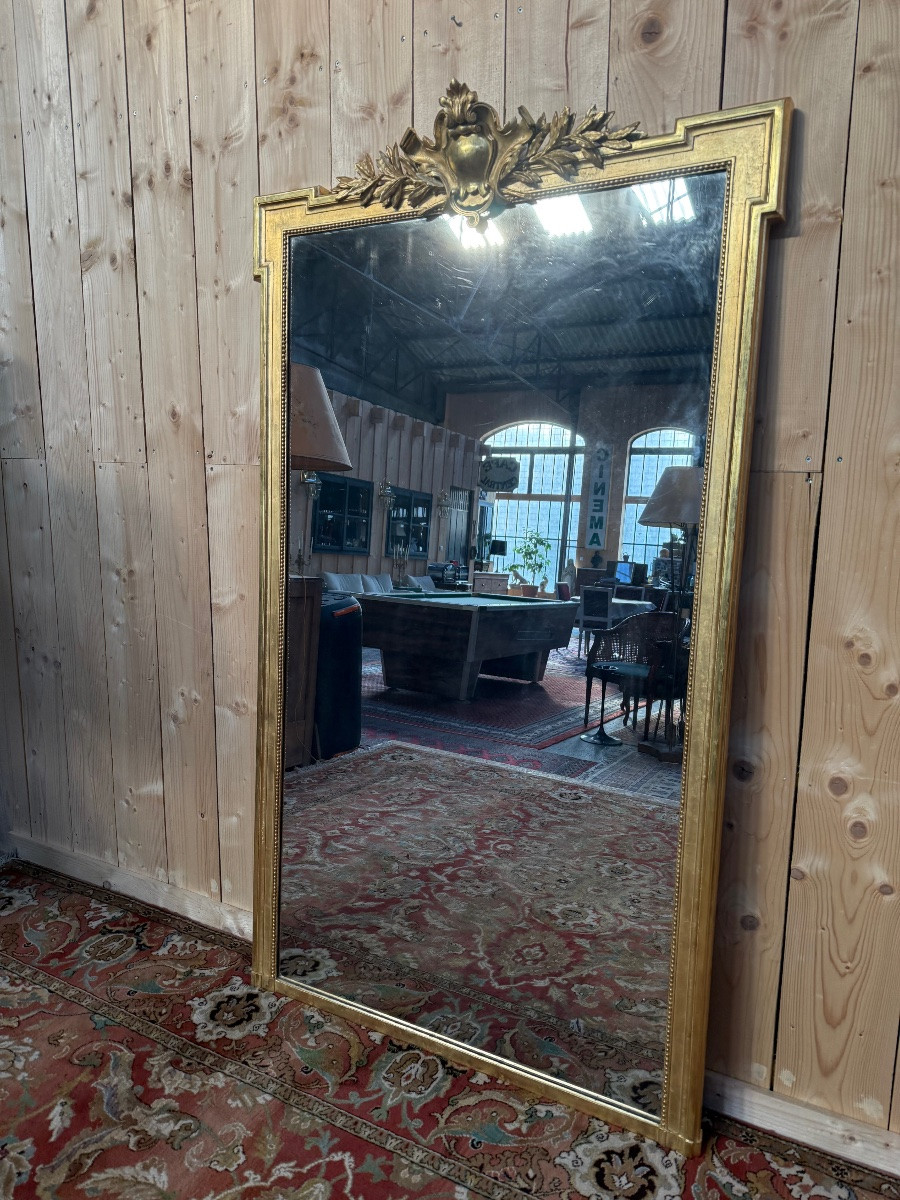 Napoleon III Period Mirror Gilded With Gold Leaf -photo-2