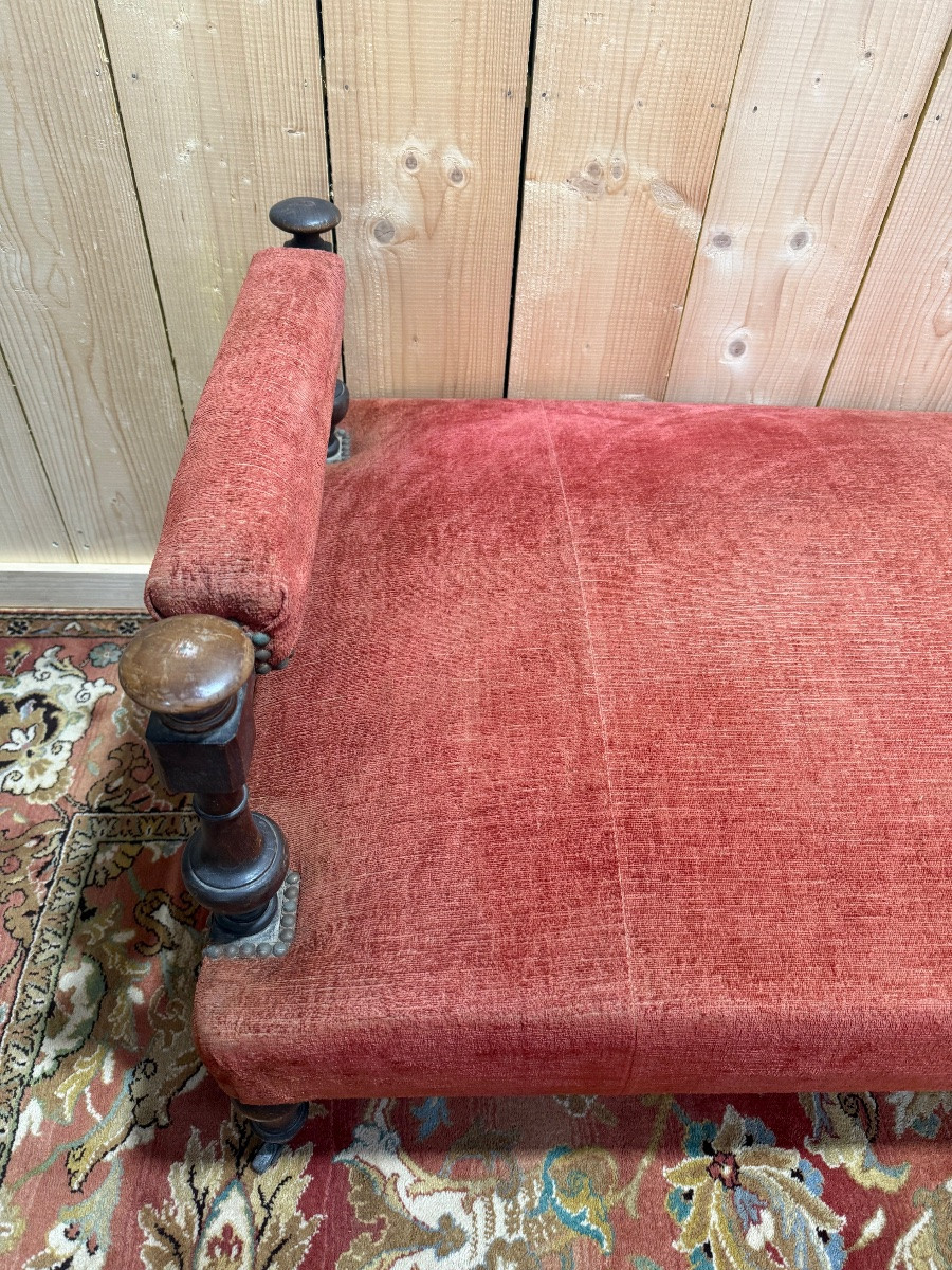 Grande banquette d'époque Napoléon III à 6 pieds -photo-3