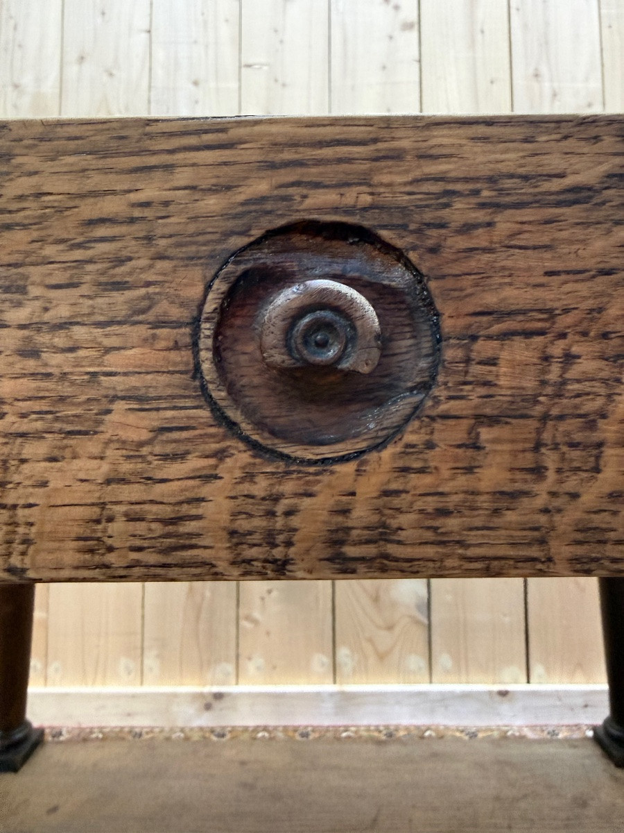 Table de métier à gibier - Console Napoléon III en chêne et marbre -photo-1