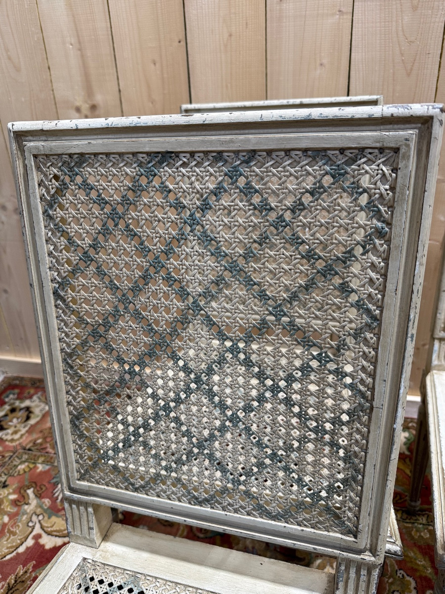 Suite Of 6 Louis XVI Style Painted Cane Chairs-photo-4