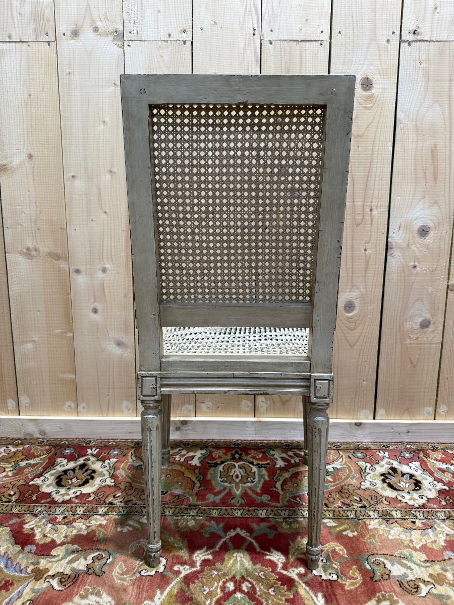 Suite Of 6 Louis XVI Style Painted Cane Chairs-photo-4