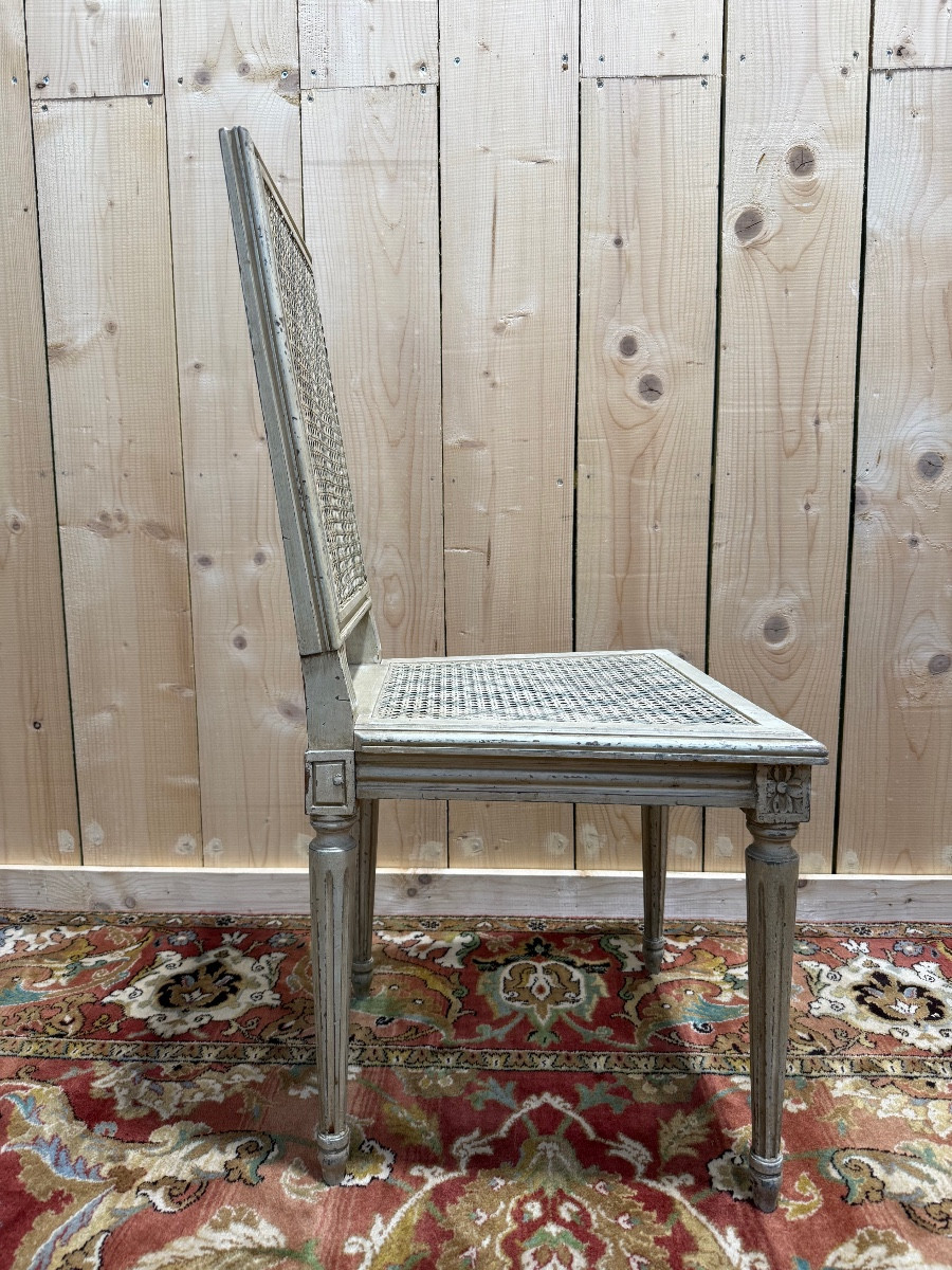 Suite Of 6 Louis XVI Style Painted Cane Chairs-photo-5