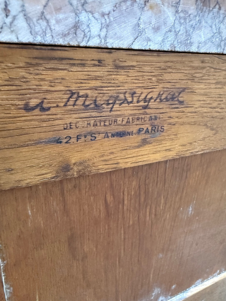 Pair Of Marquetry And Marble Bedside Tables In The Louis XV Style-photo-2