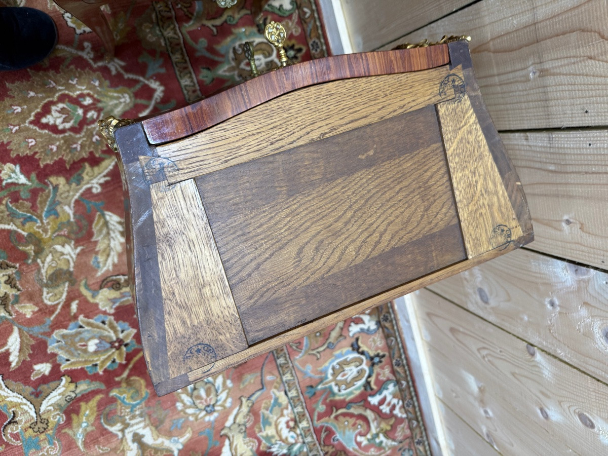 Pair Of Marquetry And Marble Bedside Tables In The Louis XV Style-photo-3