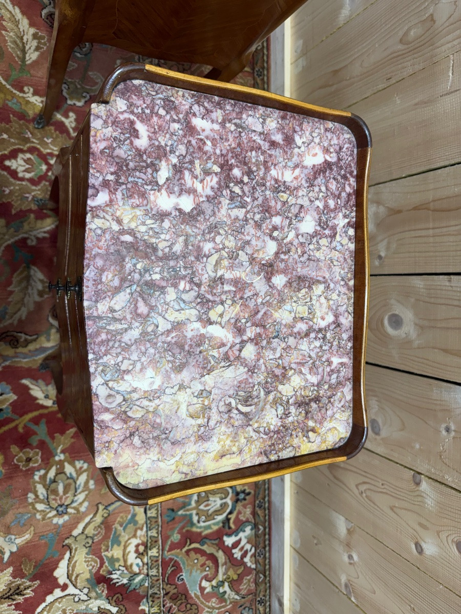 Pair Of Transition Style Bedside Tables In Marquetry-photo-3