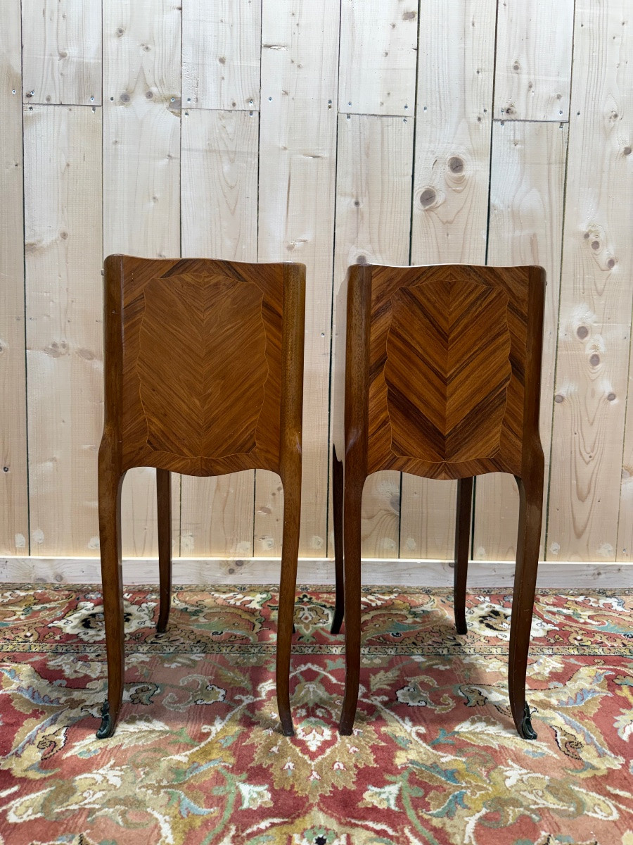 Pair Of Transition Style Bedside Tables In Marquetry-photo-2