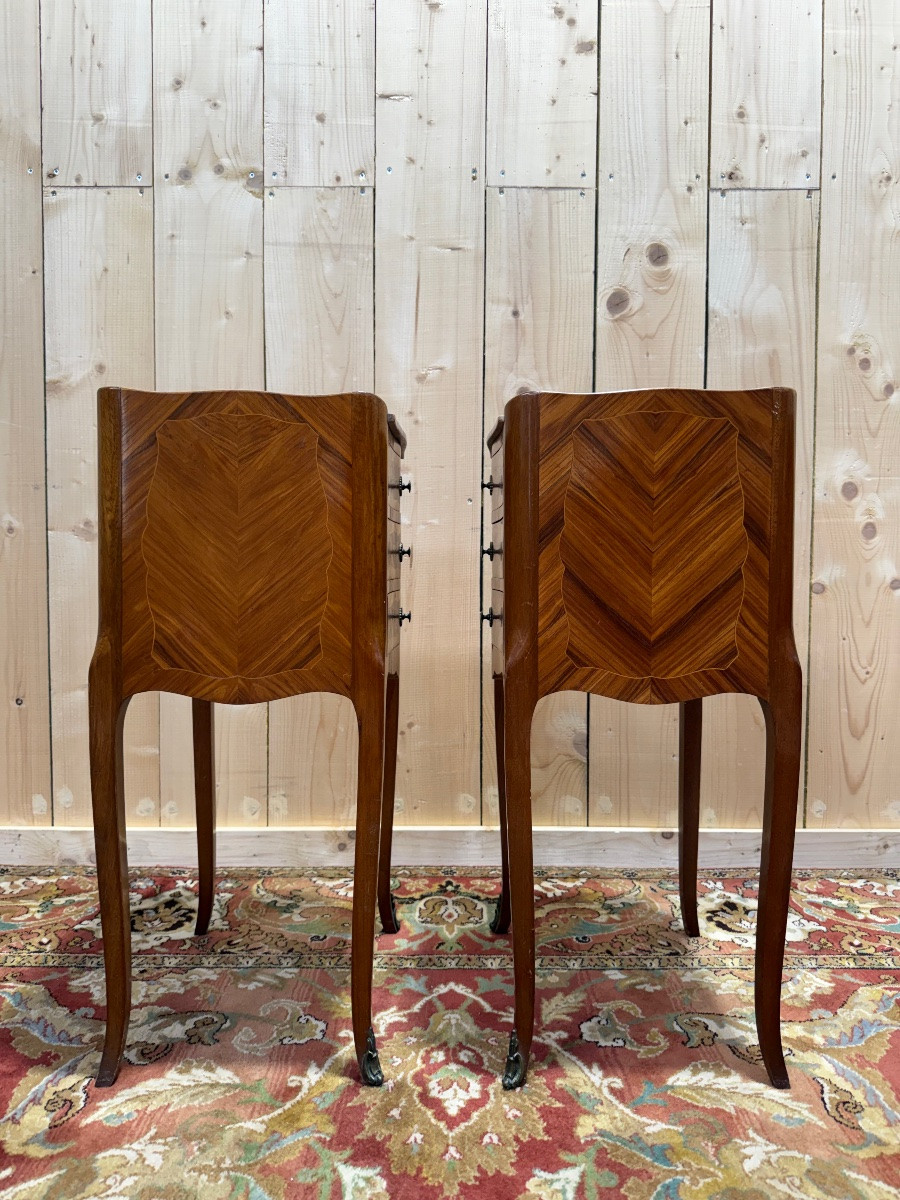 Pair Of Transition Style Bedside Tables In Marquetry-photo-3