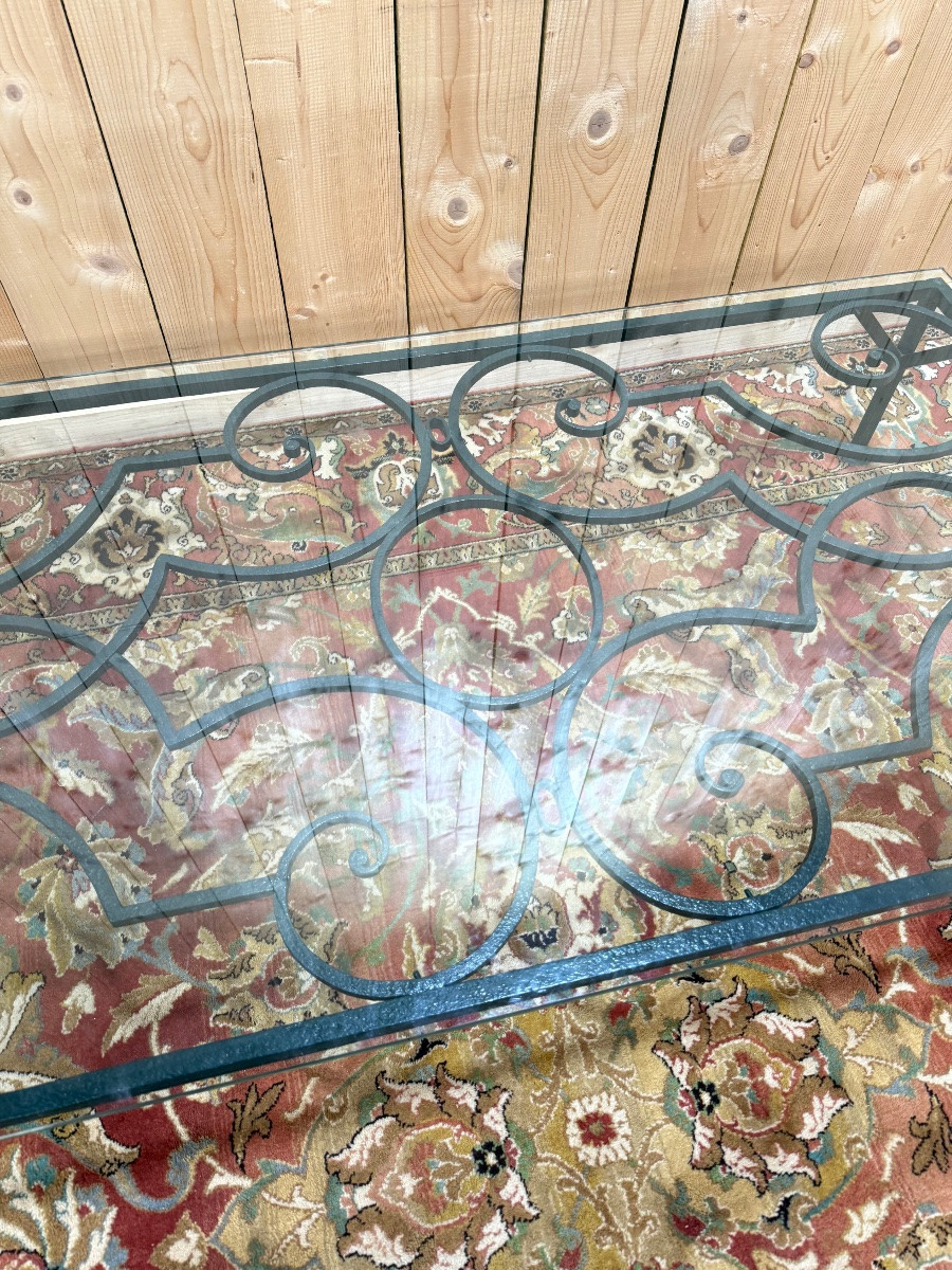 Wrought-iron Coffee Table With Glass Top-photo-3