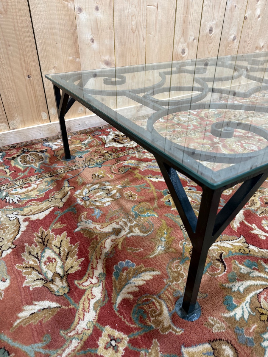 Wrought-iron Coffee Table With Glass Top-photo-4