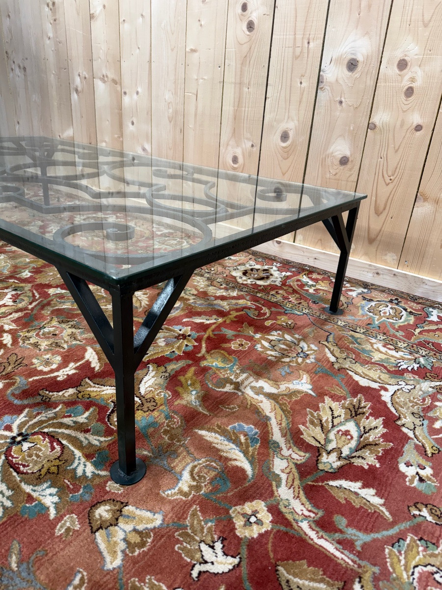 Wrought-iron Coffee Table With Glass Top-photo-1