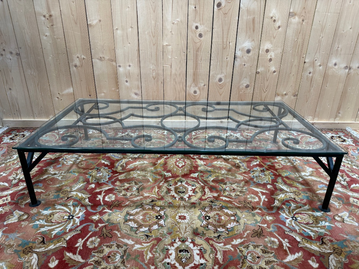 Wrought-iron Coffee Table With Glass Top