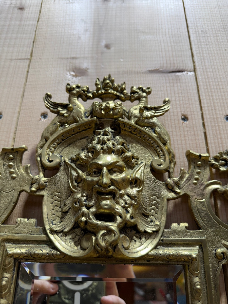 Paire de miroirs / portes-bougies Napoléon III en bronze -photo-4