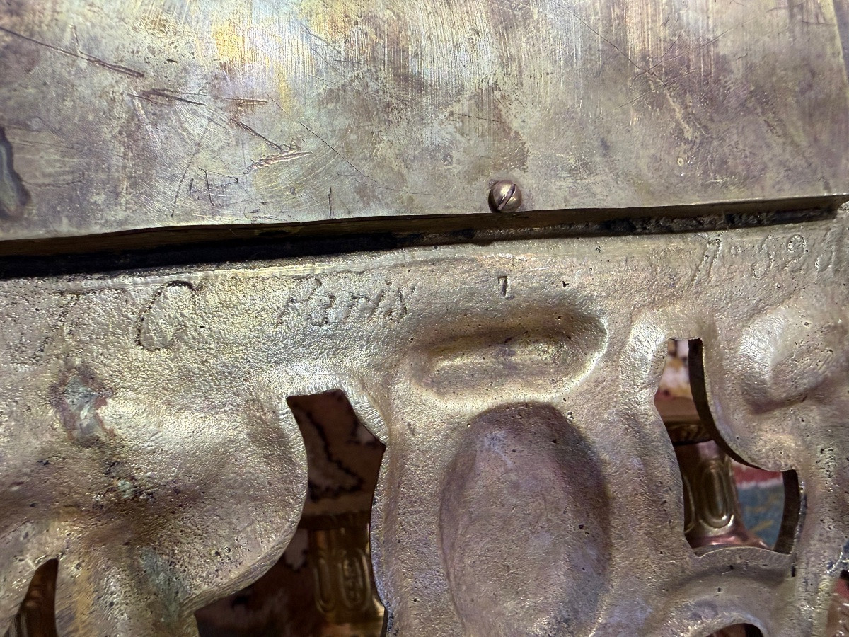 Paire de miroirs / portes-bougies Napoléon III en bronze -photo-2