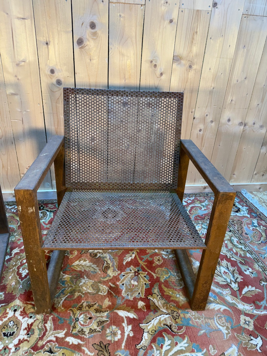 Paire de fauteuils de jardin en acier -photo-2