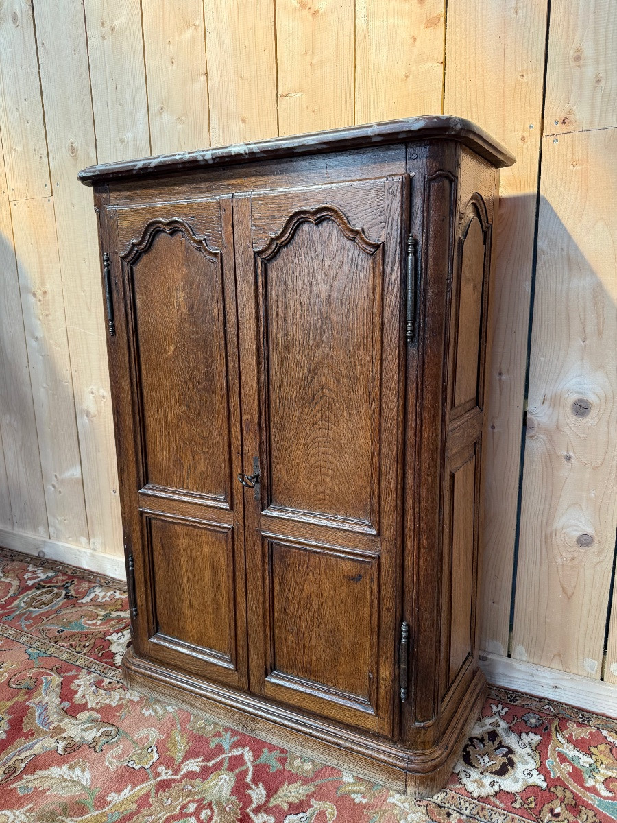 Petite armoire de style Louis XIV en chêne massif -photo-4