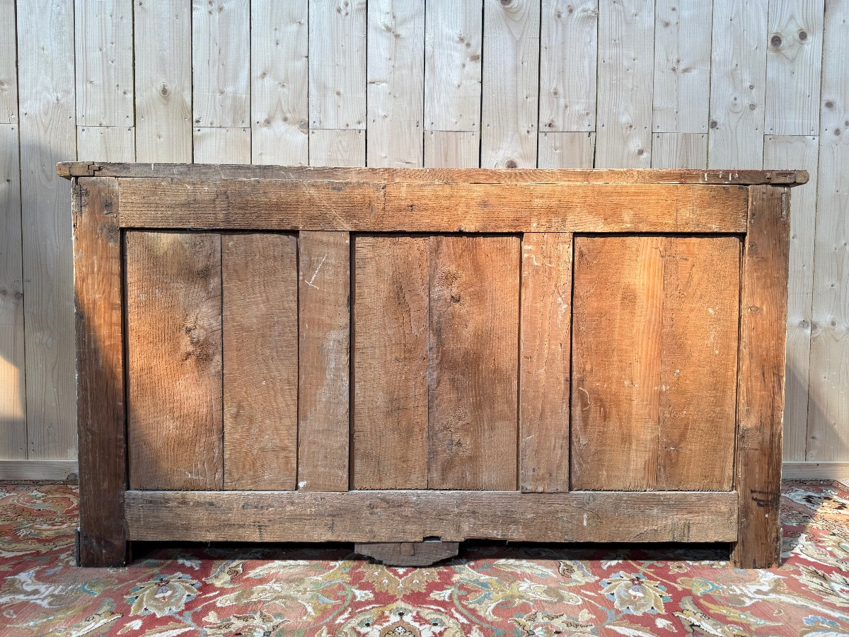 Buffet à plinthe Louis XIV style "Chasse" en bois et faux marbre -photo-4