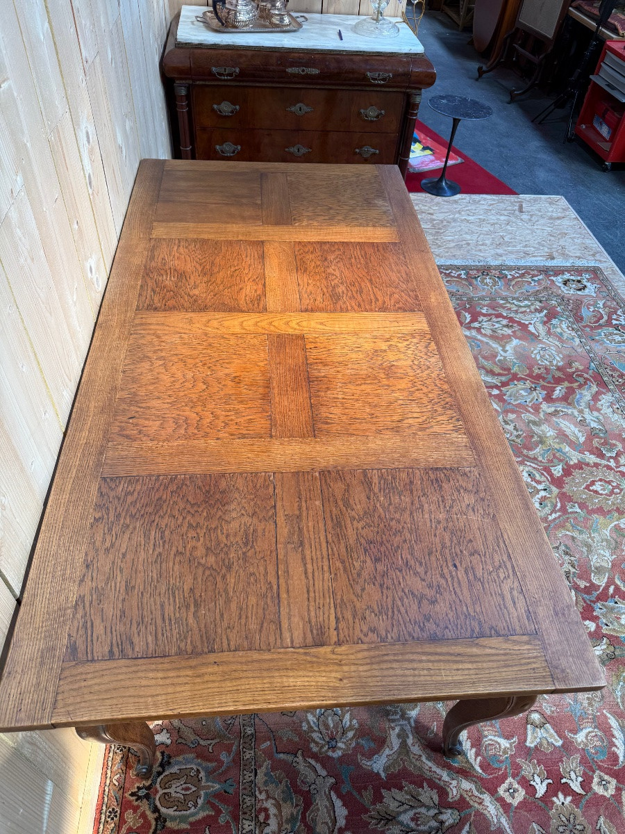 Louis XV Style Farmhouse Table In Oak-photo-2