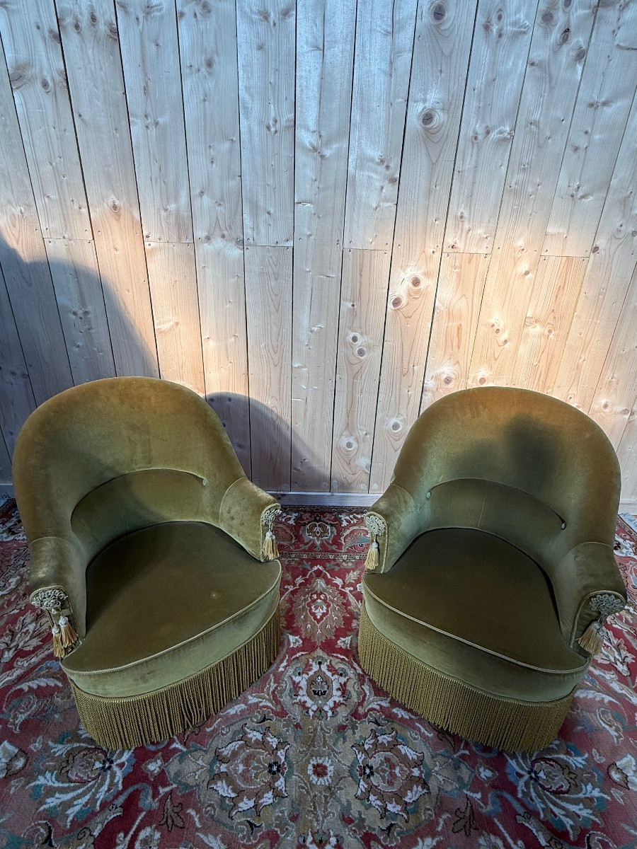Pair Of Napoleon III Style Crapaud Armchairs-photo-2