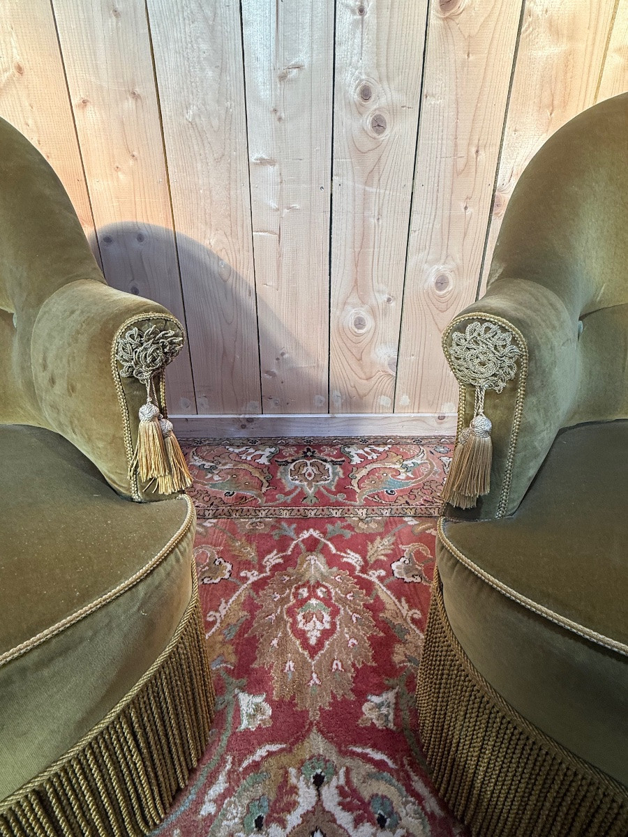 Pair Of Napoleon III Style Crapaud Armchairs-photo-3