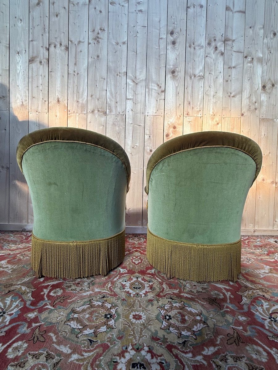 Pair Of Napoleon III Style Crapaud Armchairs-photo-3