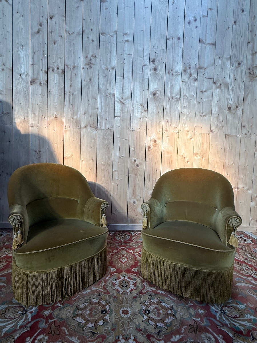 Pair Of Napoleon III Style Crapaud Armchairs