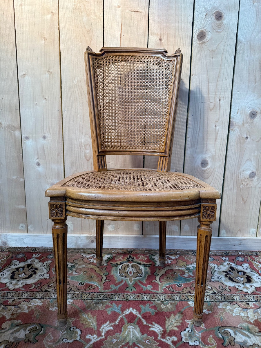 Suite Of 6 Louis XVI Style Wickerwork Chairs-photo-4