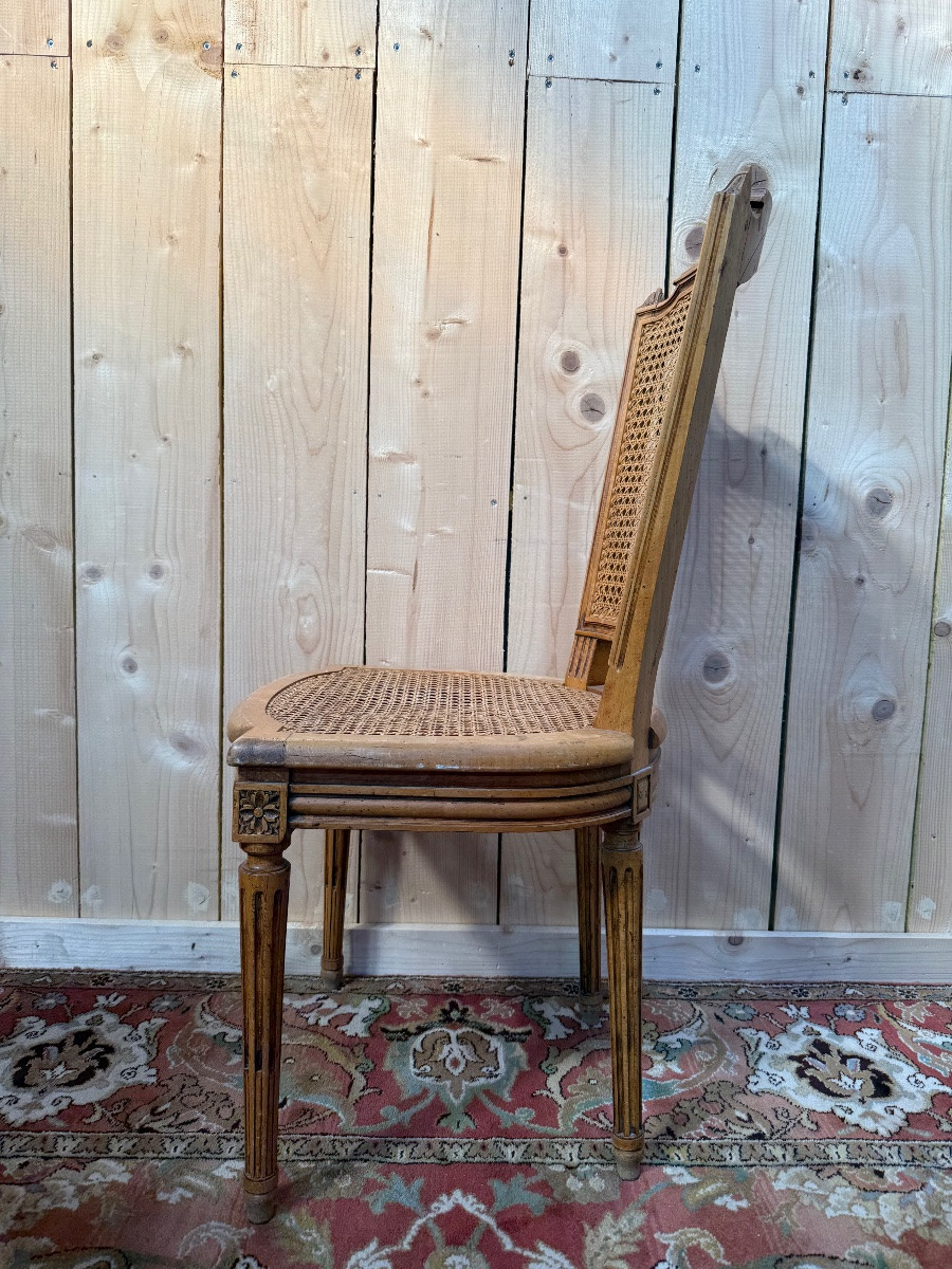 Suite Of 6 Louis XVI Style Wickerwork Chairs-photo-3
