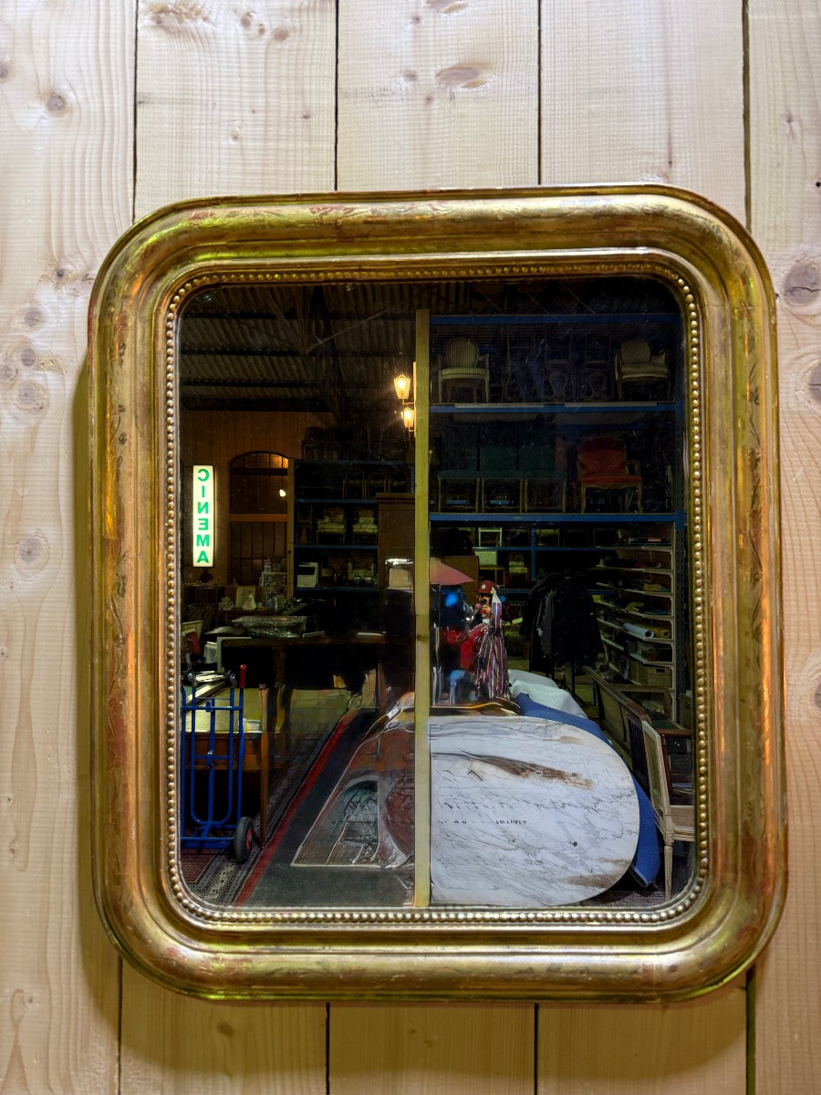 Louis XVI Style Mirror In Wood And Gilded Stucco-photo-3
