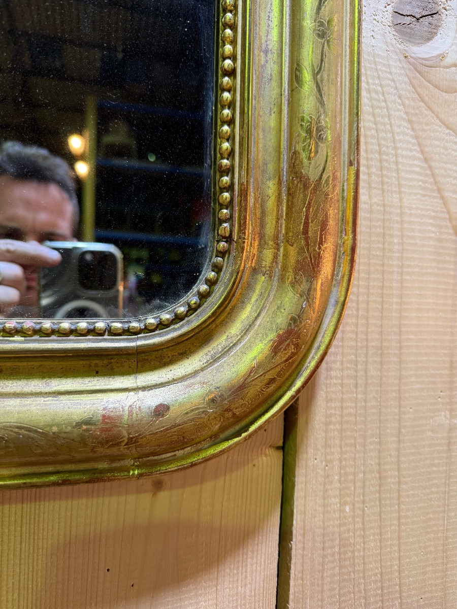Louis XVI Style Mirror In Wood And Gilded Stucco-photo-1