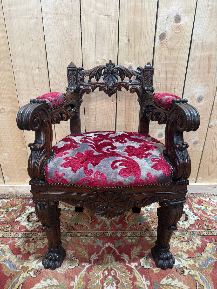 Armchair - Trône d'évêque Neogothic / Renaissance-photo-2