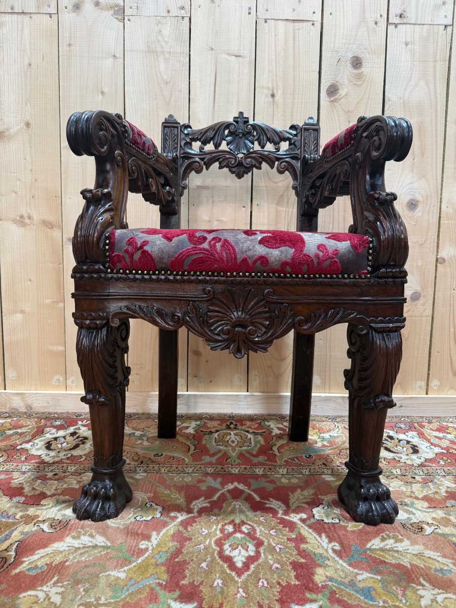 Armchair - Trône d'évêque Neogothic / Renaissance-photo-3