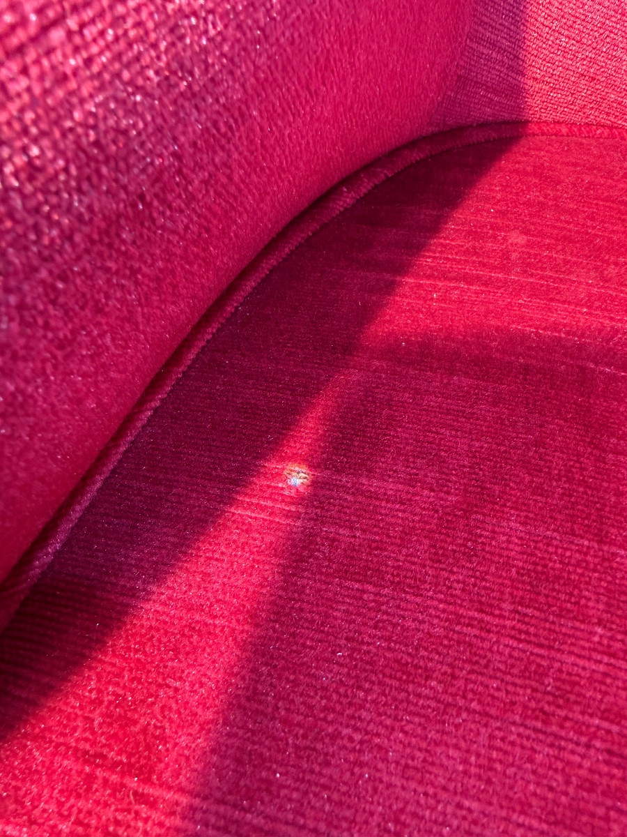 Paire de fauteuils crapaud de style Napoléon III velours rouge -photo-4
